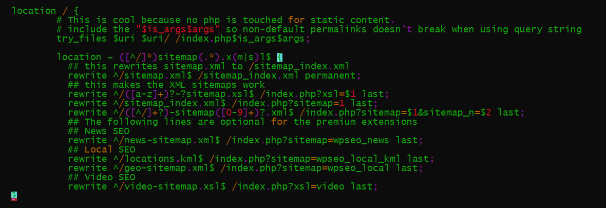 nginx configuration to fix sitemap 404 error