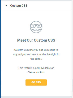 custom css in elementor free version