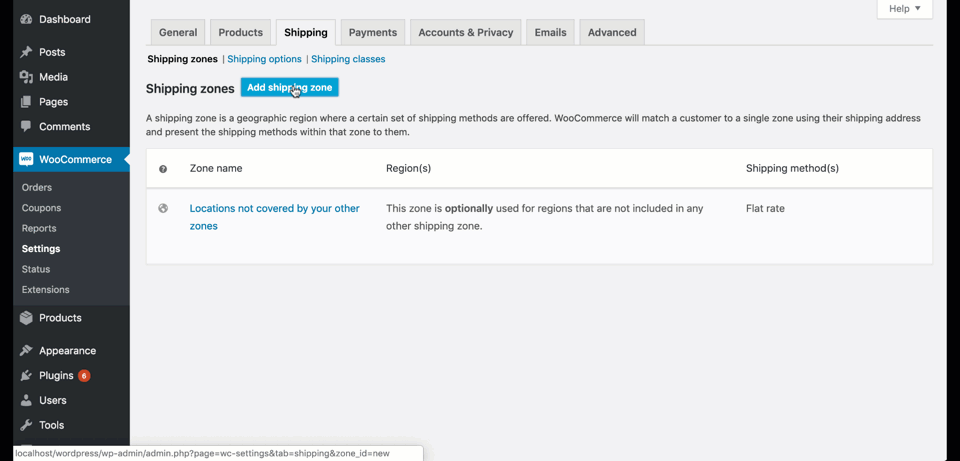 how to add flat rate shipping to shipping zone in woocommerce