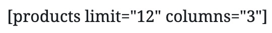 woocommerce product shortcode