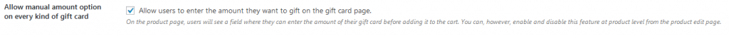 allow manual ammount on the gift card