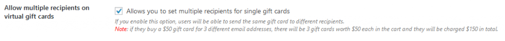 allow multiple recipients of the gift cards