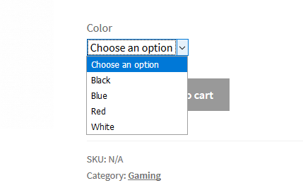 color attribute order on product page