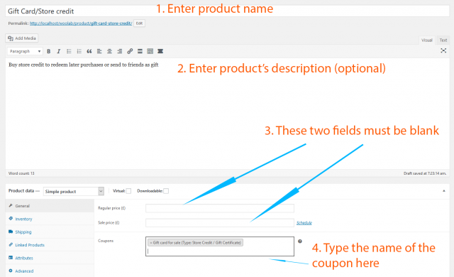 create a product to sell store credit