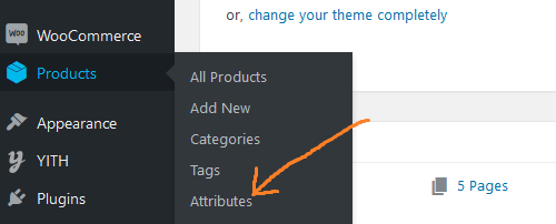 go to products then attributes