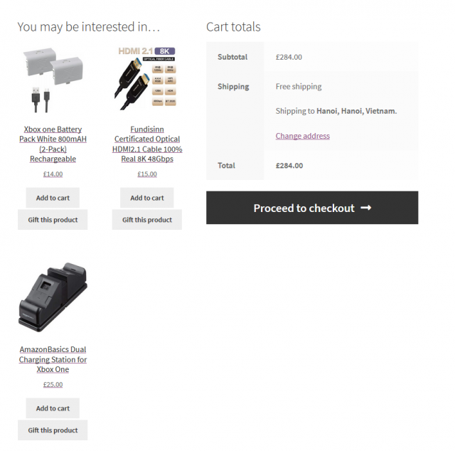 woocommerce cross sells from multiple products in cart