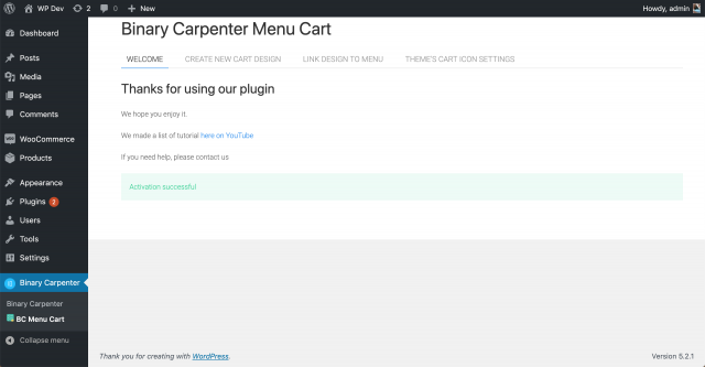 bc menu cart interface