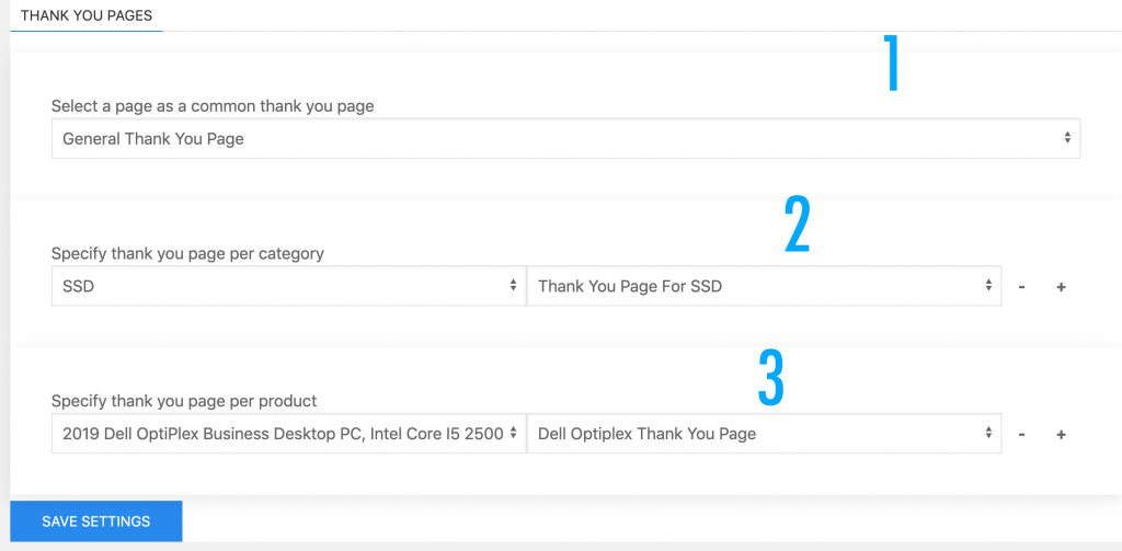 woocommerce custom thank you page settings