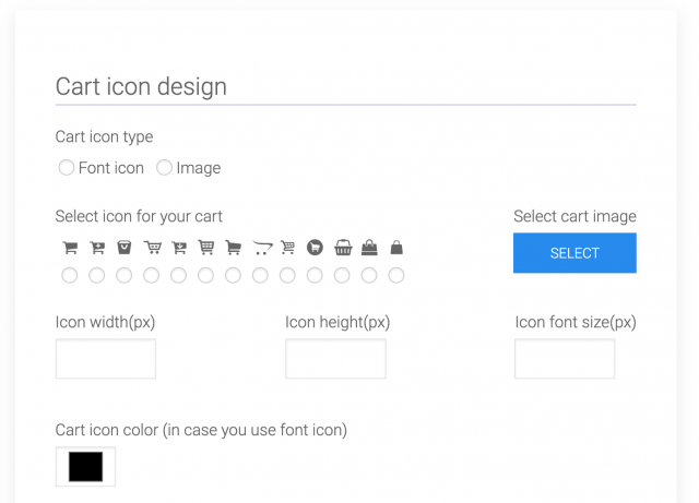 cart icon design section