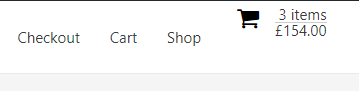 cart icon with cart total and item count on the menu