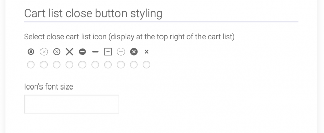 cart list close button section