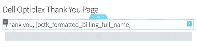 enter thank you page shortcode into page builder