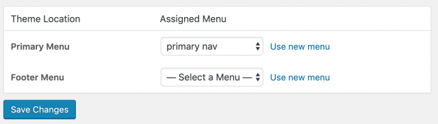 select menu for location