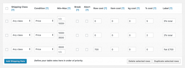 set shipping cost based on cart total