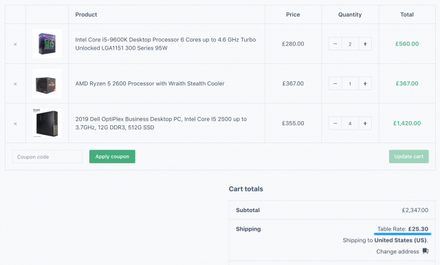 shipping cost based on cart weight by kg