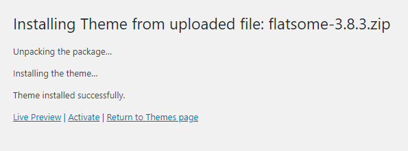 premium theme installed successfully from zip file