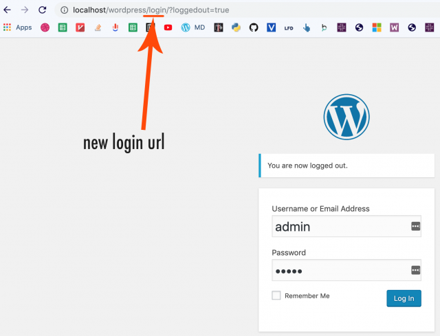 new wordpress login url