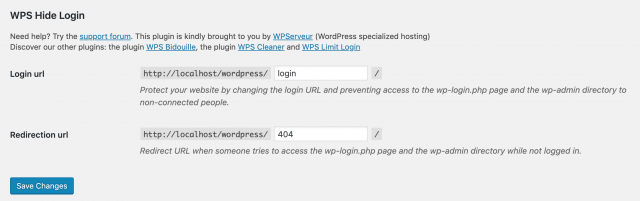 wps hide login settings page