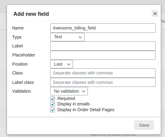 add new field to billing checkout configuration
