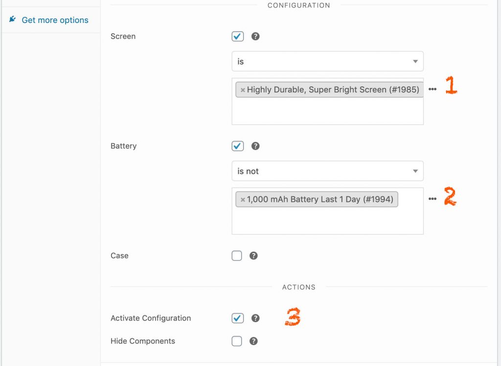 configure the way components can be bought together