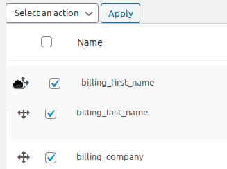 drag to re-order fields in checkout page