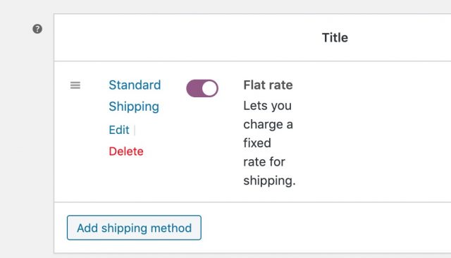Edit shipping method