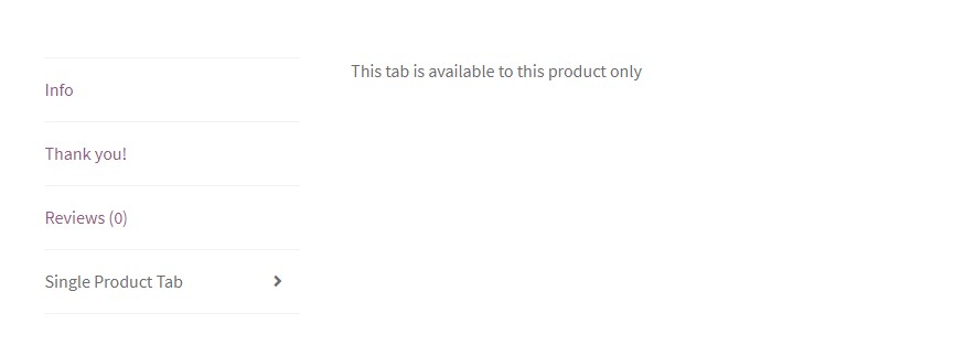 Single product tab added by woocommerce tab manager