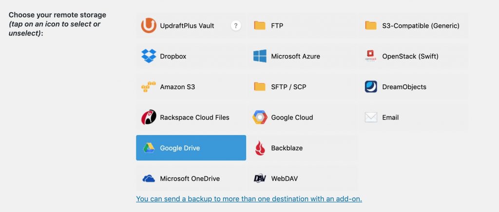 storage options for storing woocommerce database and files