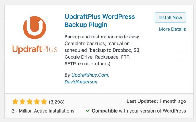 updraft plus woocommerce backup tool