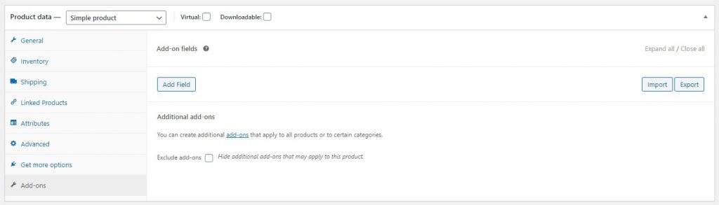 woocommerce product add ons tab