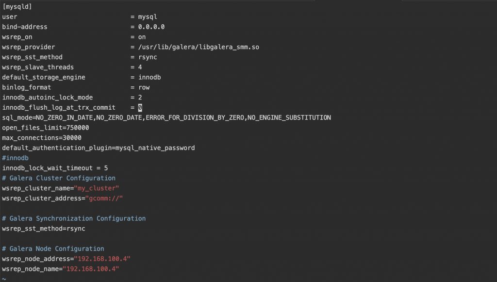 mariadb galera cluster setup on the first node