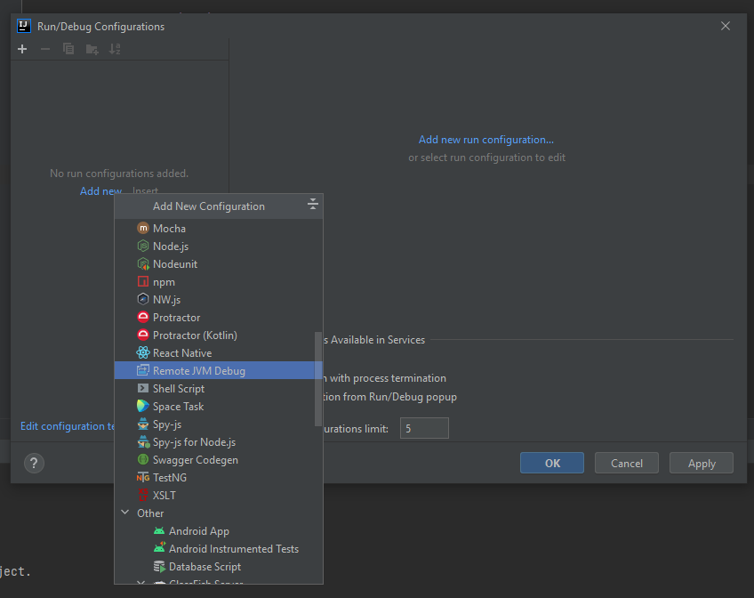 Create JVM debugging profile